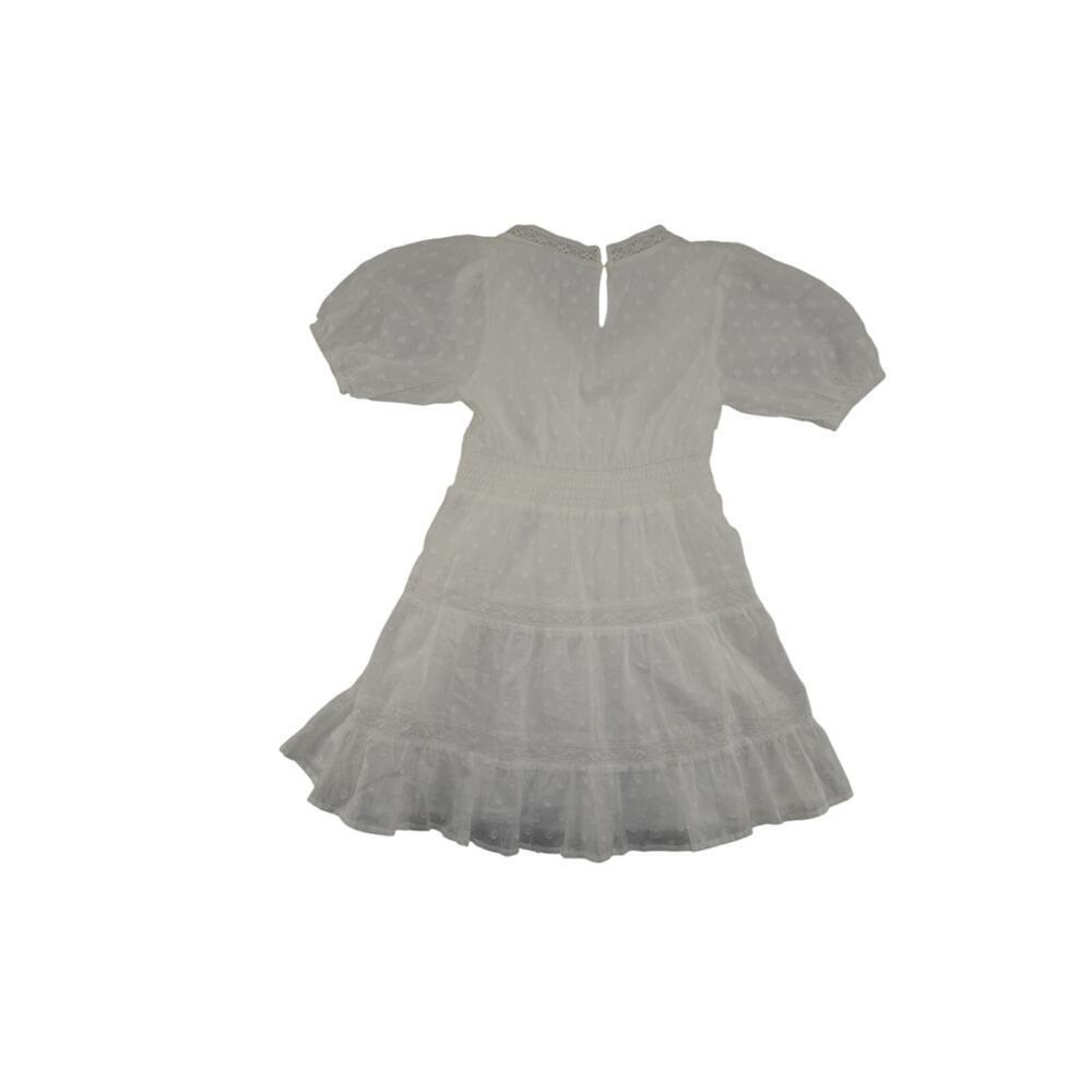 Aqua Girls Swiss Dot Lace Tiered White Dress Small NWT Bloomingdales Exclusive - Picture 4 of 8